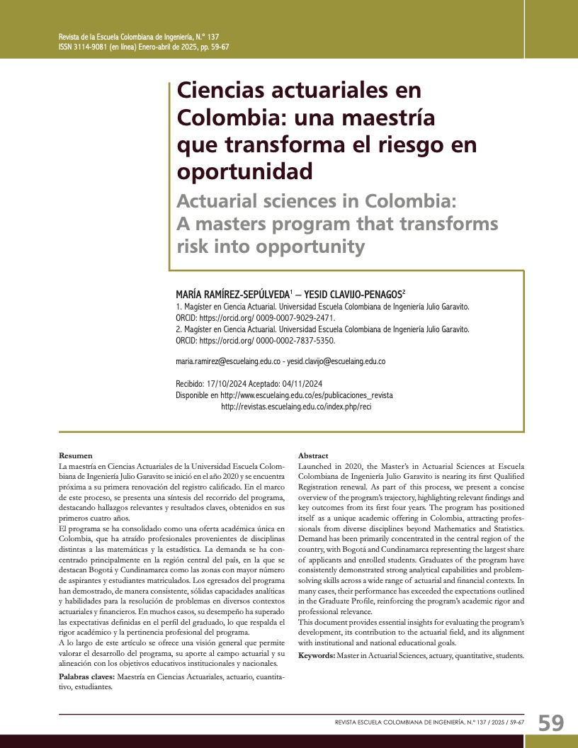 Ciencias actuariales en Colombia: una maestría que transforma el riesgo en oportunidad