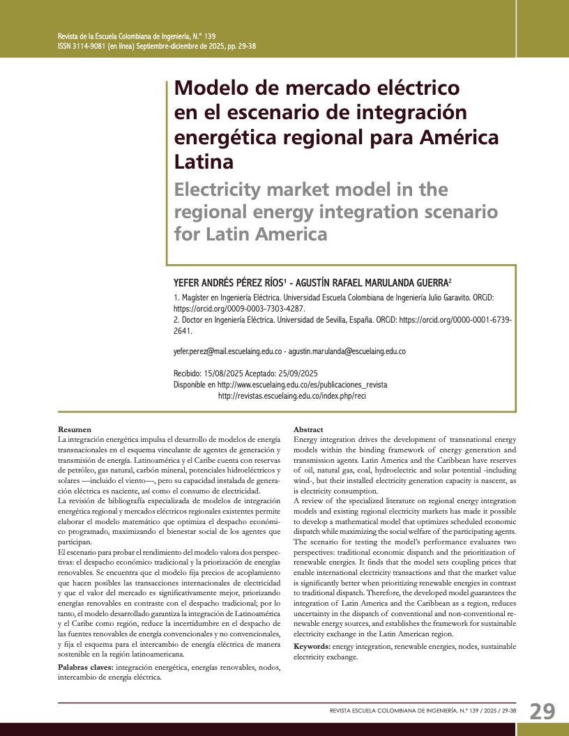 Modelo de mercado eléctrico en el escenario de integración energética regional para América Latina
