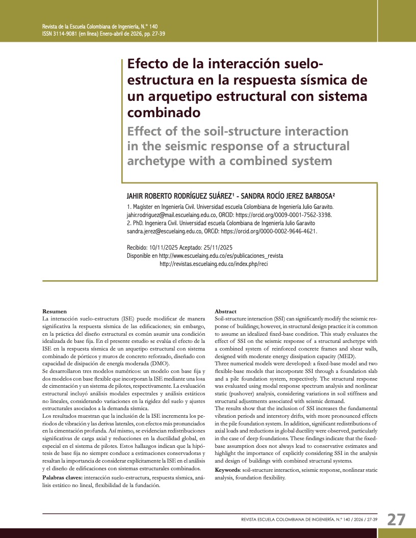 Efecto de la interacción suelo-estructura en la respuesta sísmica de un arquetipo estructural con sistema combinado