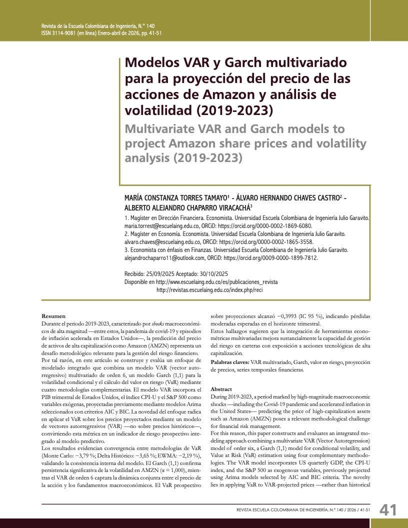 Modelos VAR y Garch multivariado para la proyección del precio de las acciones de Amazon y análisis de volatilidad (2019-2023)