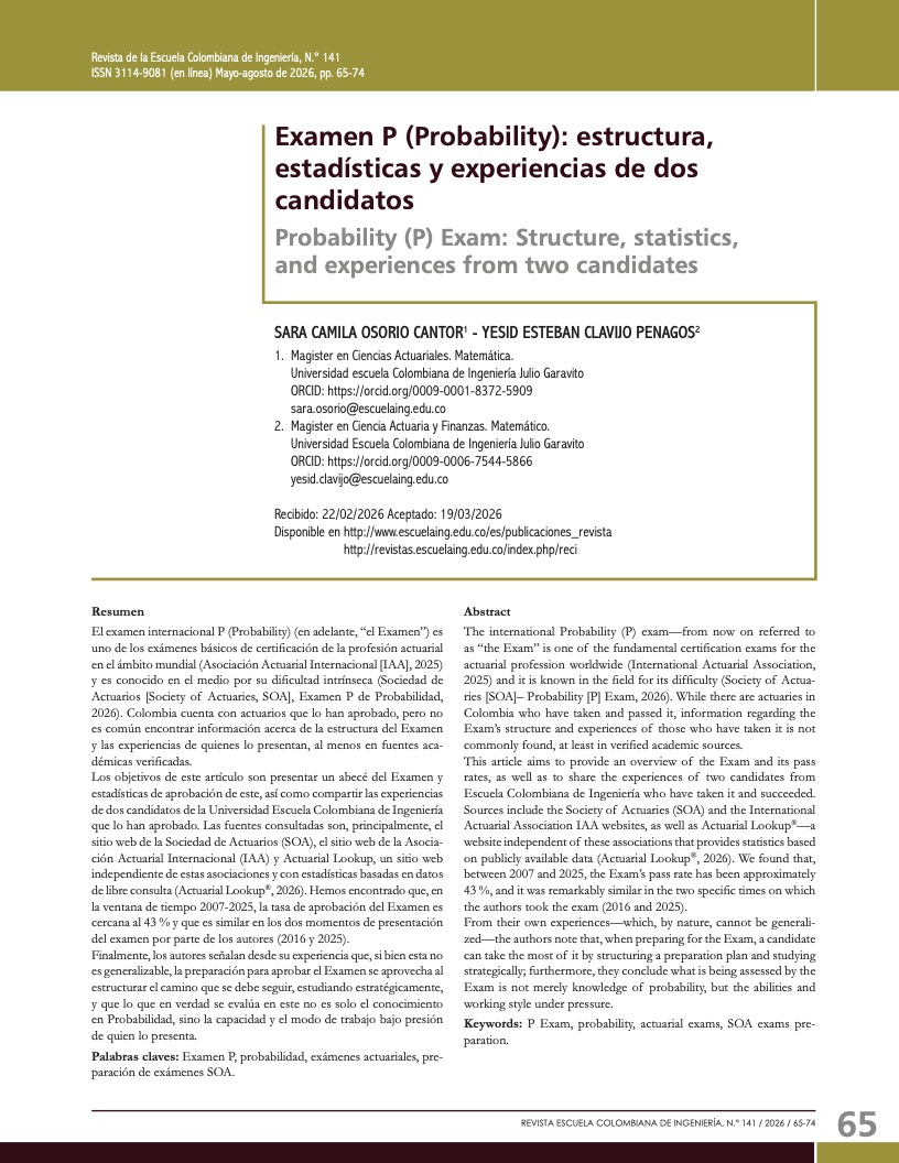 Examen P (Probability): estructura, estadísticas y experiencias de dos candidatos